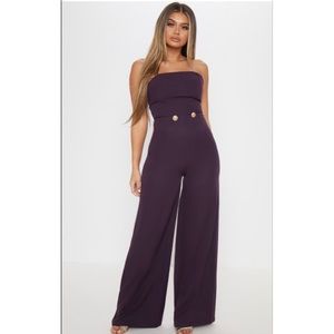 Plum Woven Button Jumpsuit
